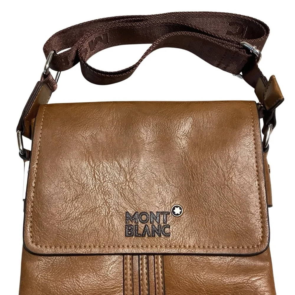 Mont Blanc Brown Leather Men's Messenger Bag